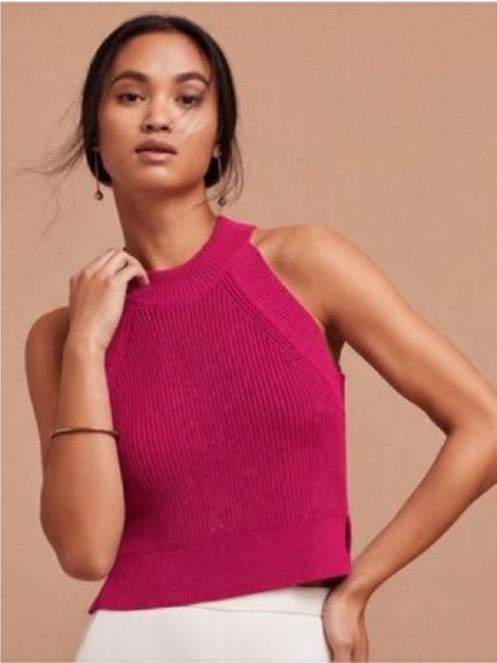 Aritzia Wilfred Pink Knit Halter Top
